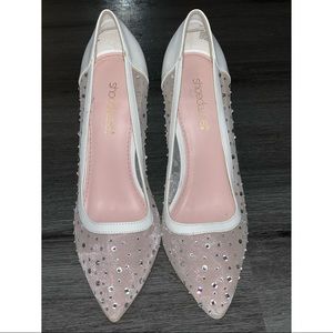 Diamonds are forever embellished mesh pump